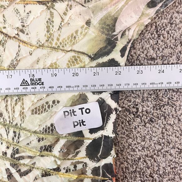 Jess & Jane Womens PXL Artsy Bohemian Maximalist USA Peacock Feather Top Blouse - Picture 8 of 10